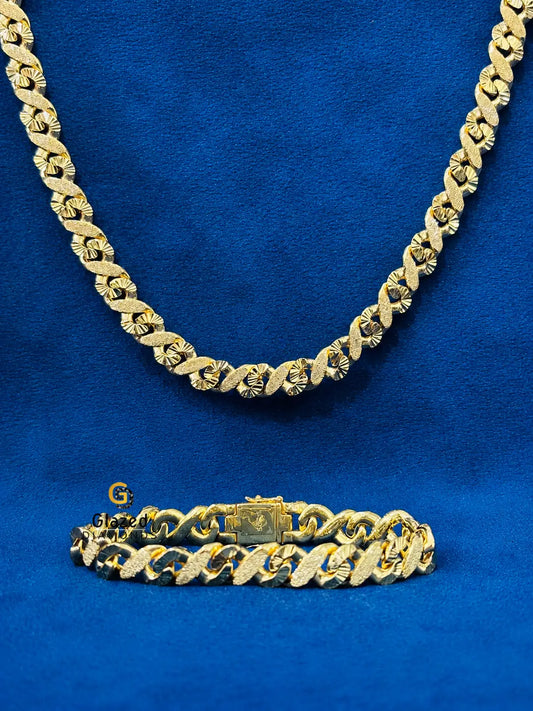 10MM Diamond Dust Cuban Link Chain And Bracelet