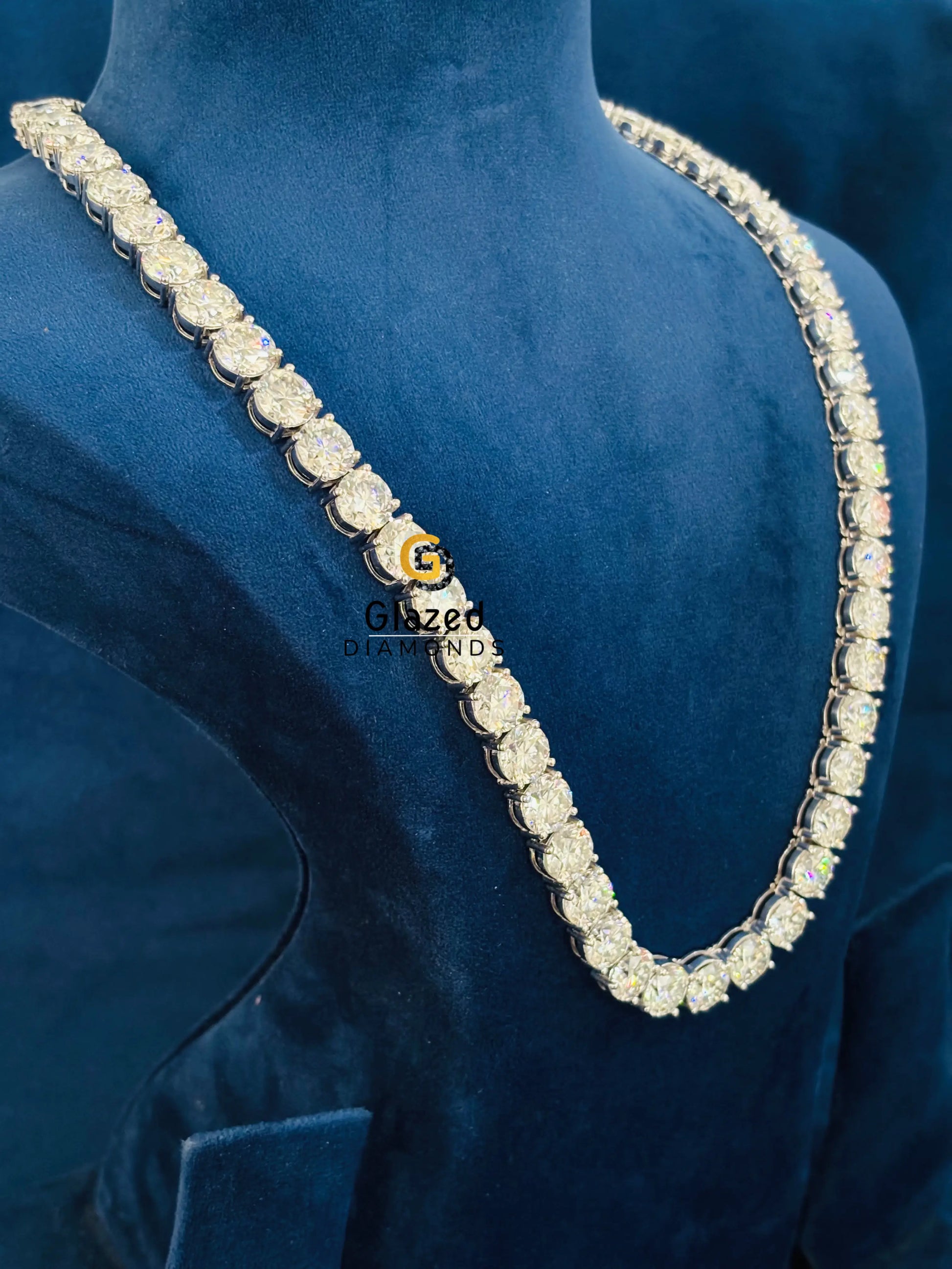 10MM Round Cut Moissanite Tennis Chain For Men