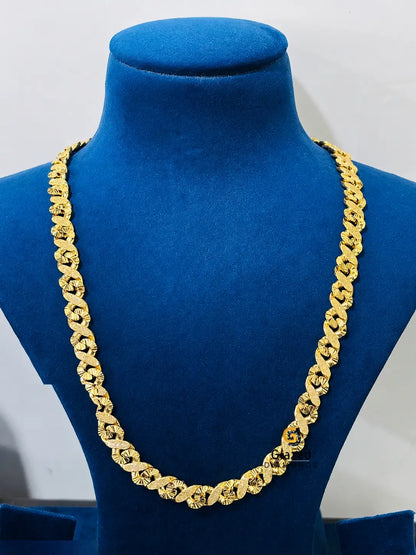 10MM Yellow Gold Plated Dust Cuban Link Chain And Bracelet
