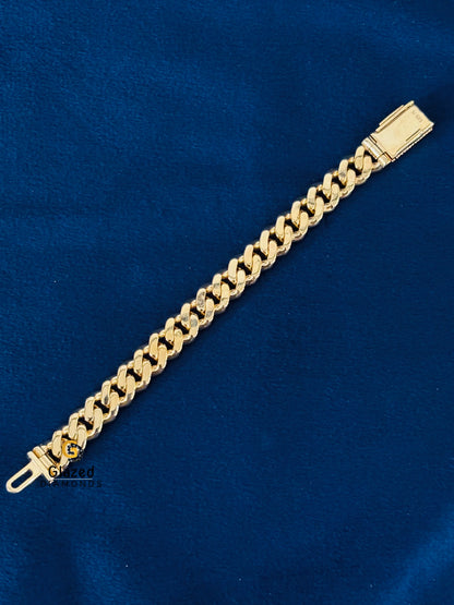 10MM Yellow Gold Plated Moissanite Cuban Link Bracelet