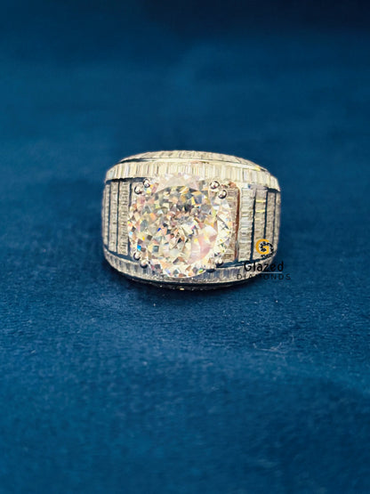 10 CT Baguette Moissanite Hip Hop Ring For Men
