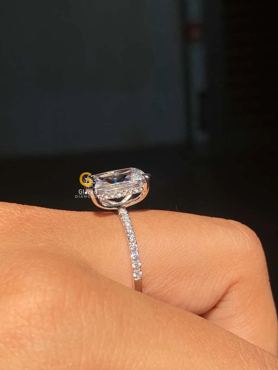 11x9 mm Radiant Cut Moissanite Ring