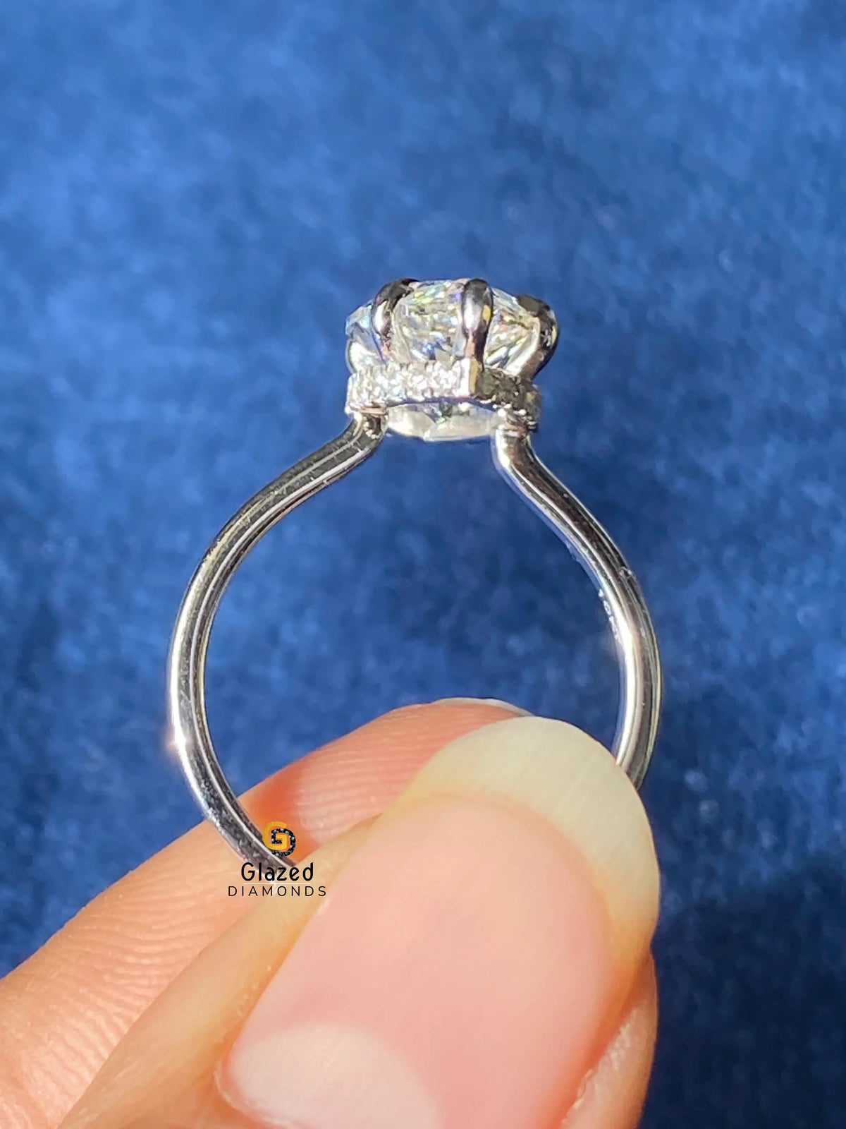 5CT Elongated Marquise Cut Moissanite Hidden Halo Wedding Ring