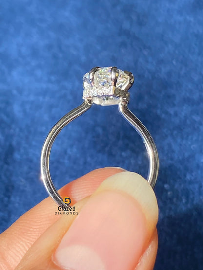 5CT Elongated Marquise Cut Moissanite Hidden Halo Wedding Ring