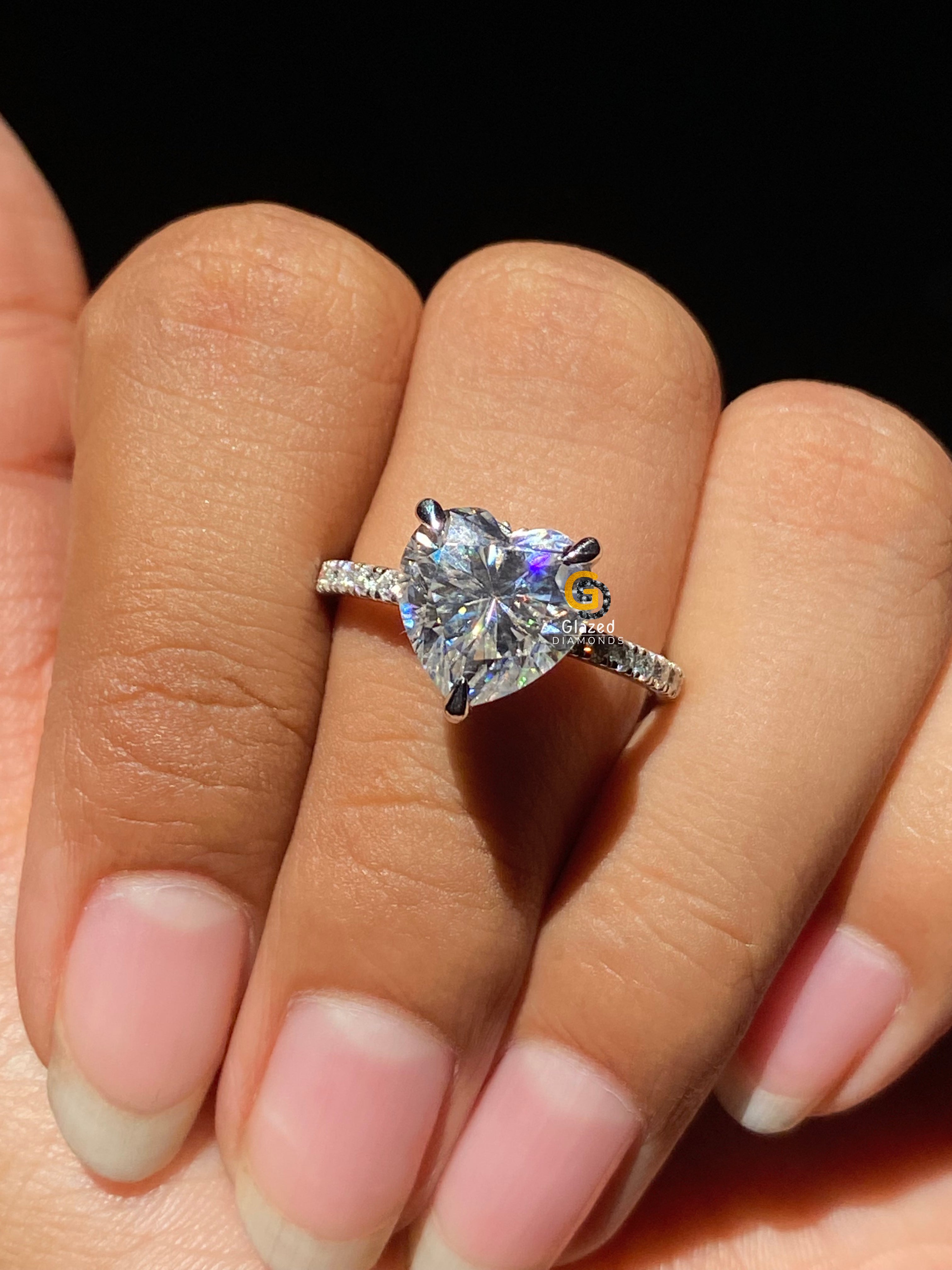 4 CT Heart Cut Pave Moissanite Engagement Ring For Her