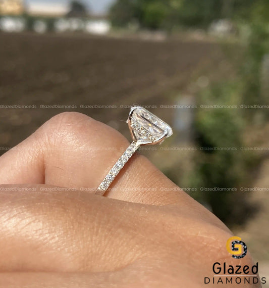 3 CT Radiant Cut Moissanite Hidden Halo Engagement Ring