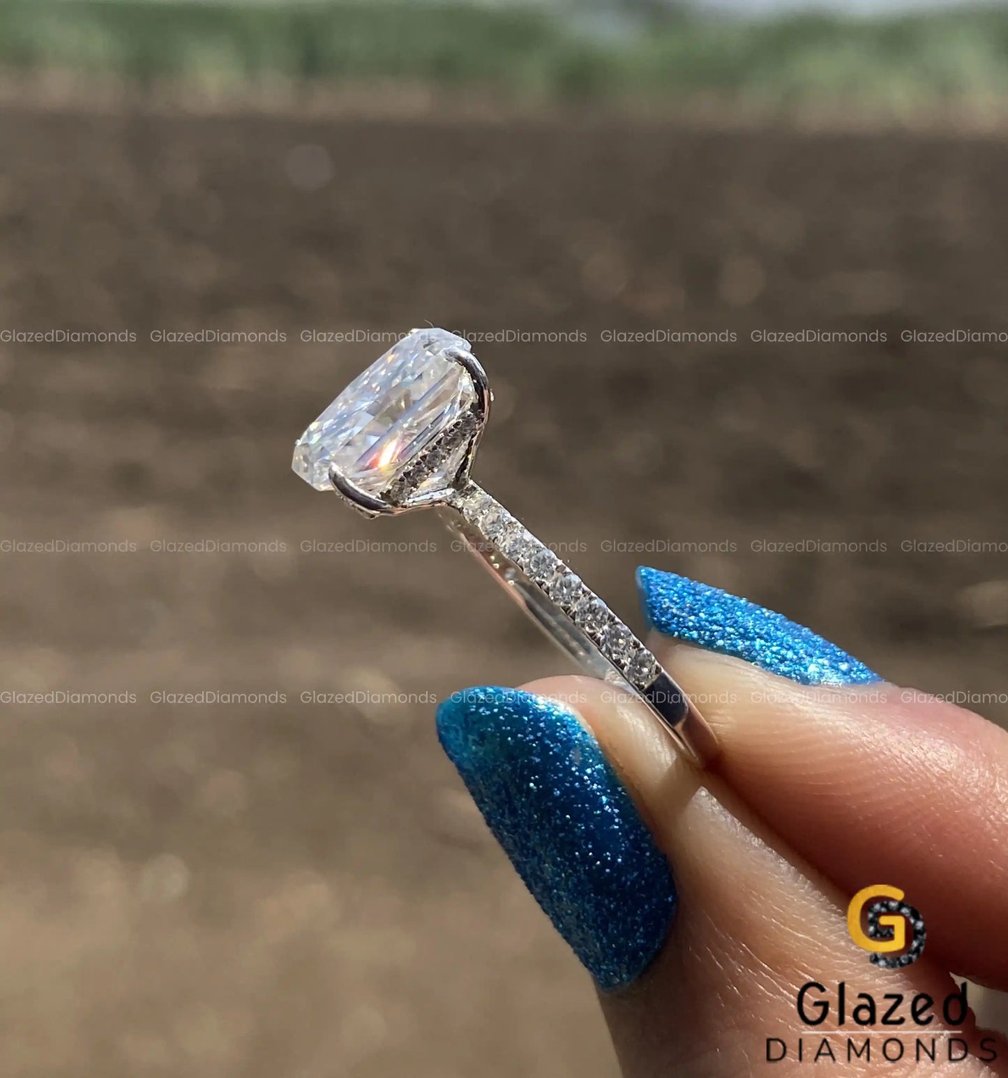 3 CT Radiant Cut Moissanite Hidden Halo Engagement Ring