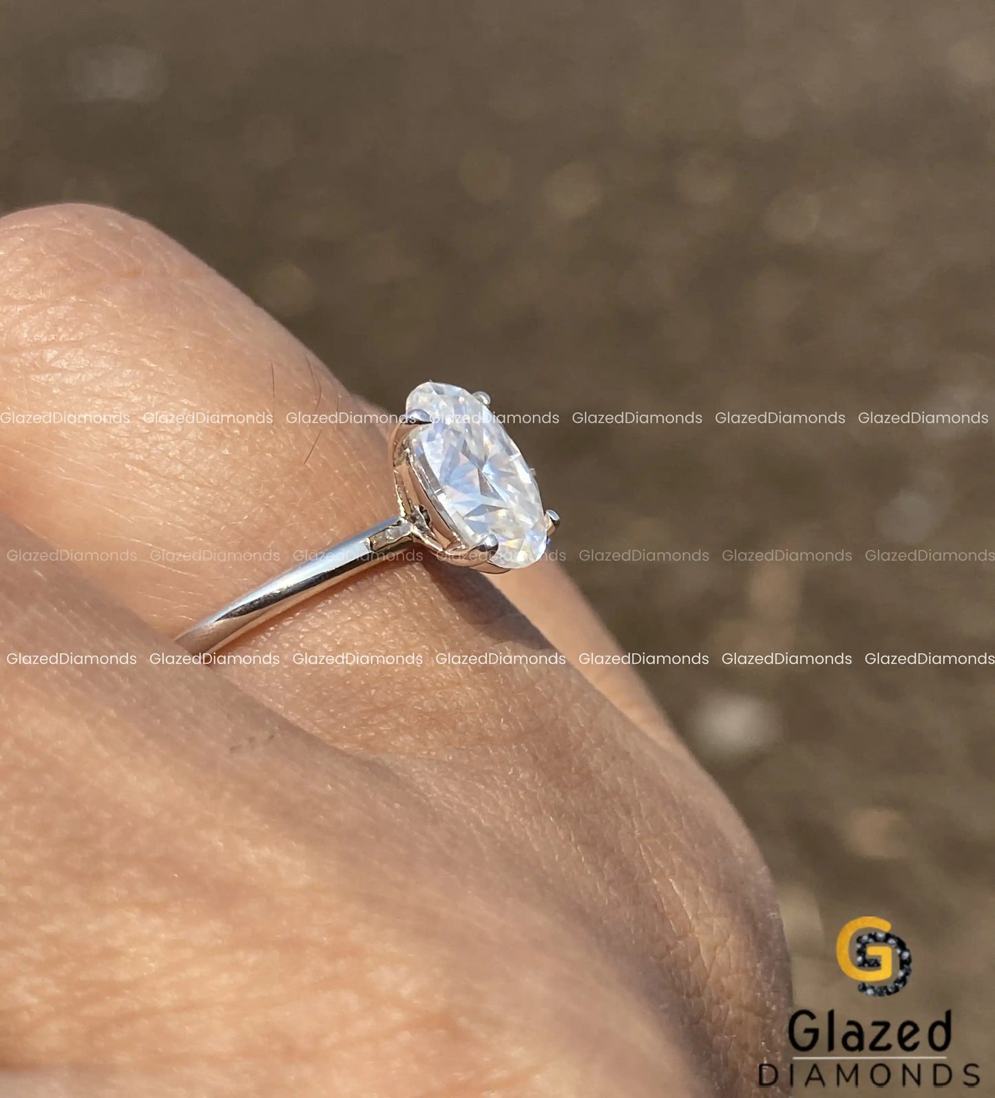 1.5CT Oval Cut Moissanite Solitaire Engagement Ring For Women