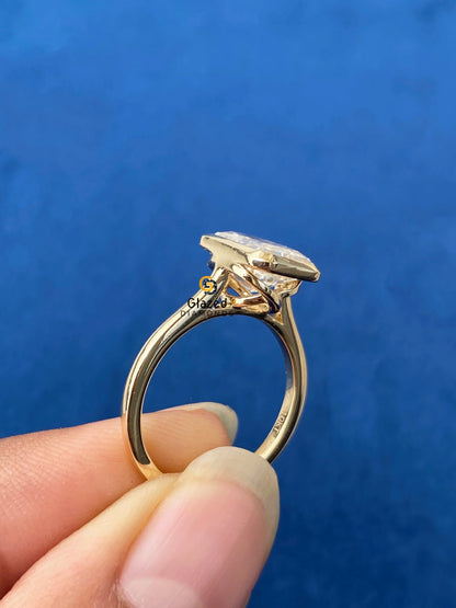 14K Gold Bezel Set Radiant Cut Moissanite Ring
