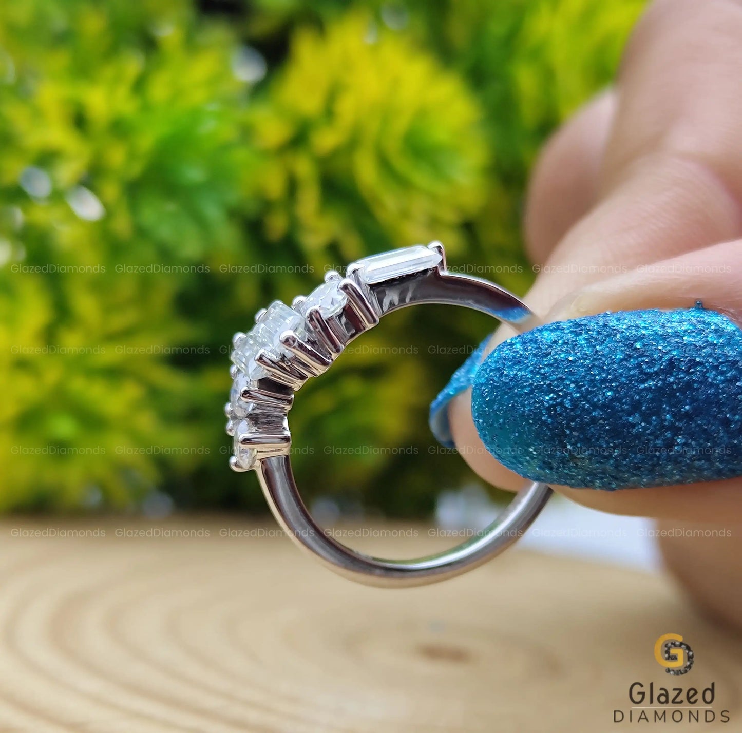 14K Gold Curved Diamond Band