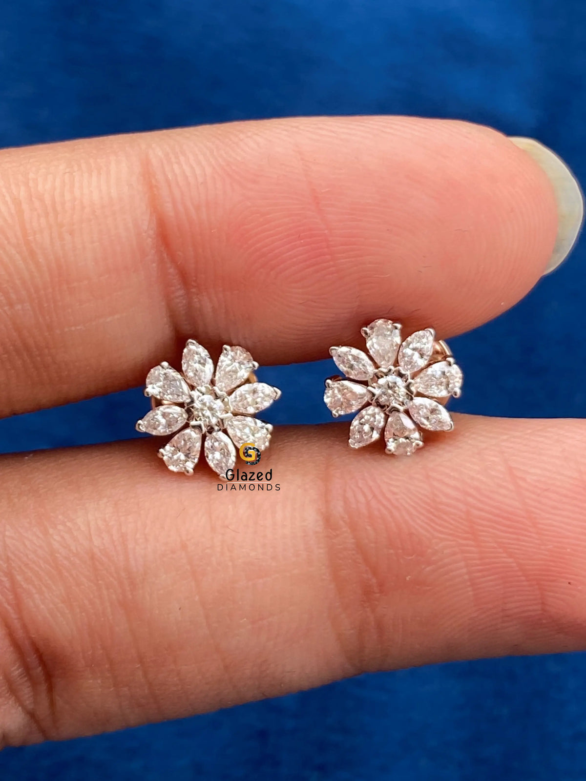 14K Gold Moissanite Marquise Round Cut Wedding Earrings