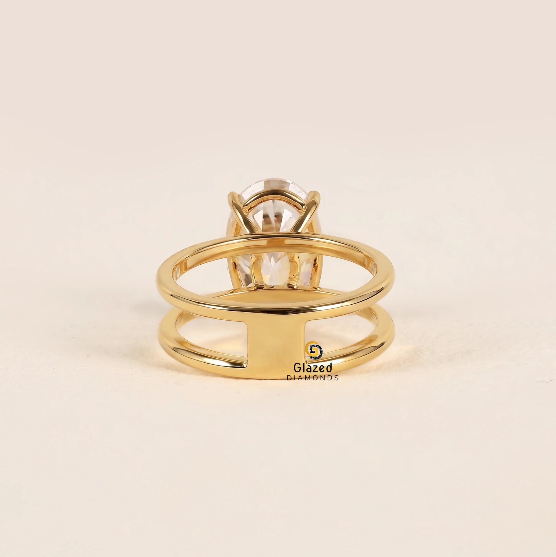 14K Solid Gold 3CT Oval Single Enhancer Diamond Ring For Women