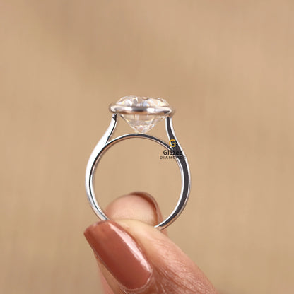 14K Solid Gold 6 Ct Oval Bezel Set Solitaire Ring