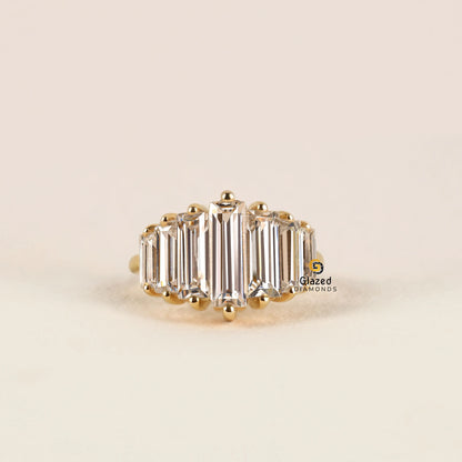 14K Solid Gold Baguette Lab Diamond Ring