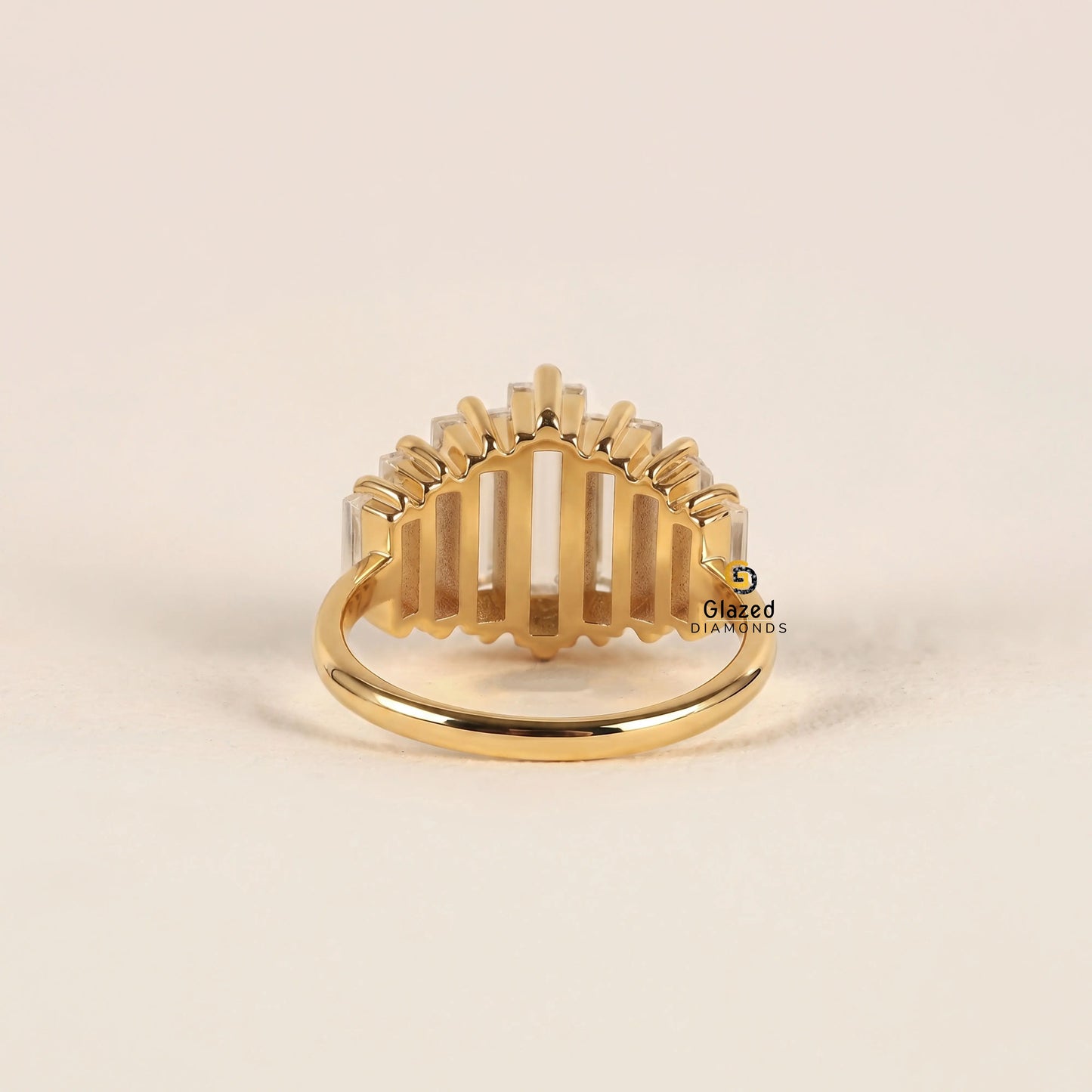 14K Solid Gold Baguette Lab Grown Diamond Ring