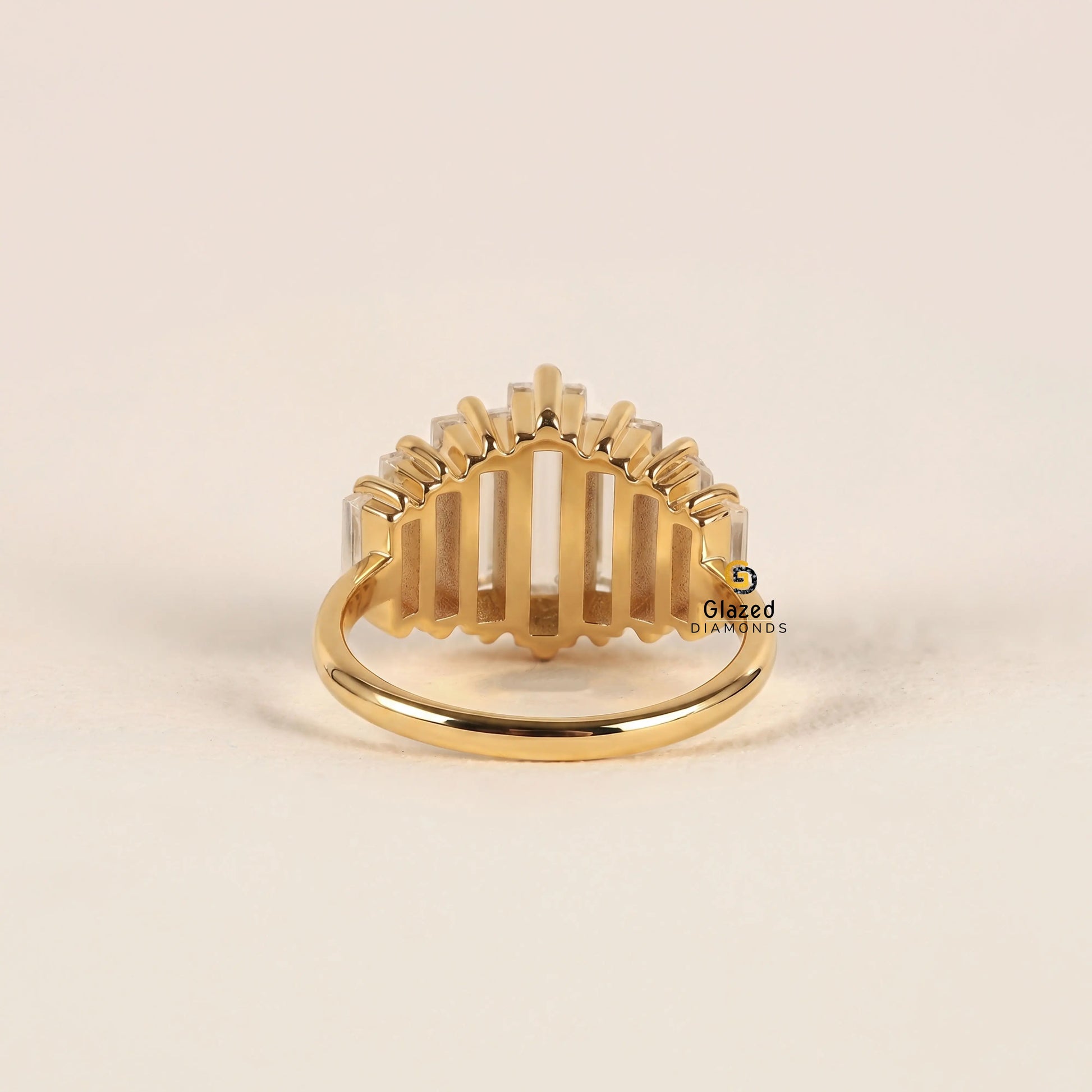 14K Solid Gold Baguette Lab Grown Diamond Ring