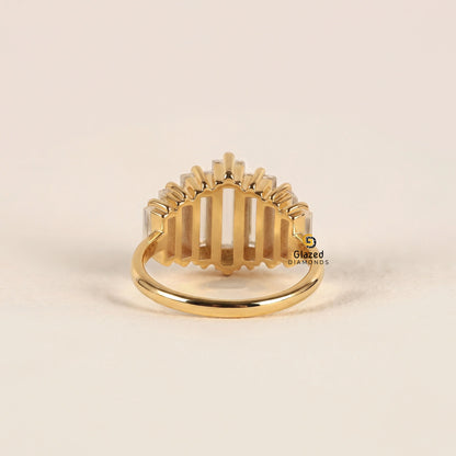14K Solid Gold Baguette Lab Grown Diamond Ring