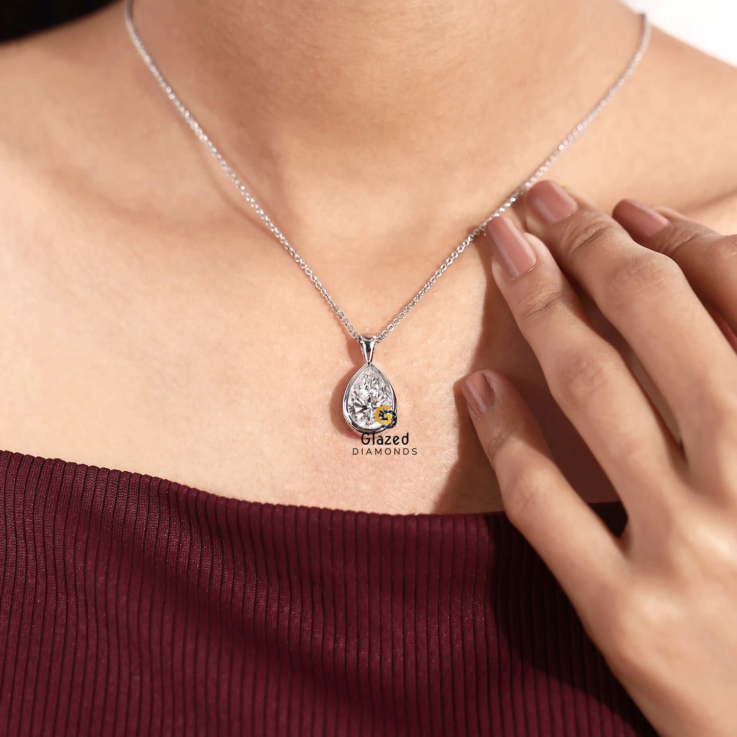 14K Solid Gold Lab Diamond Charm Pendant