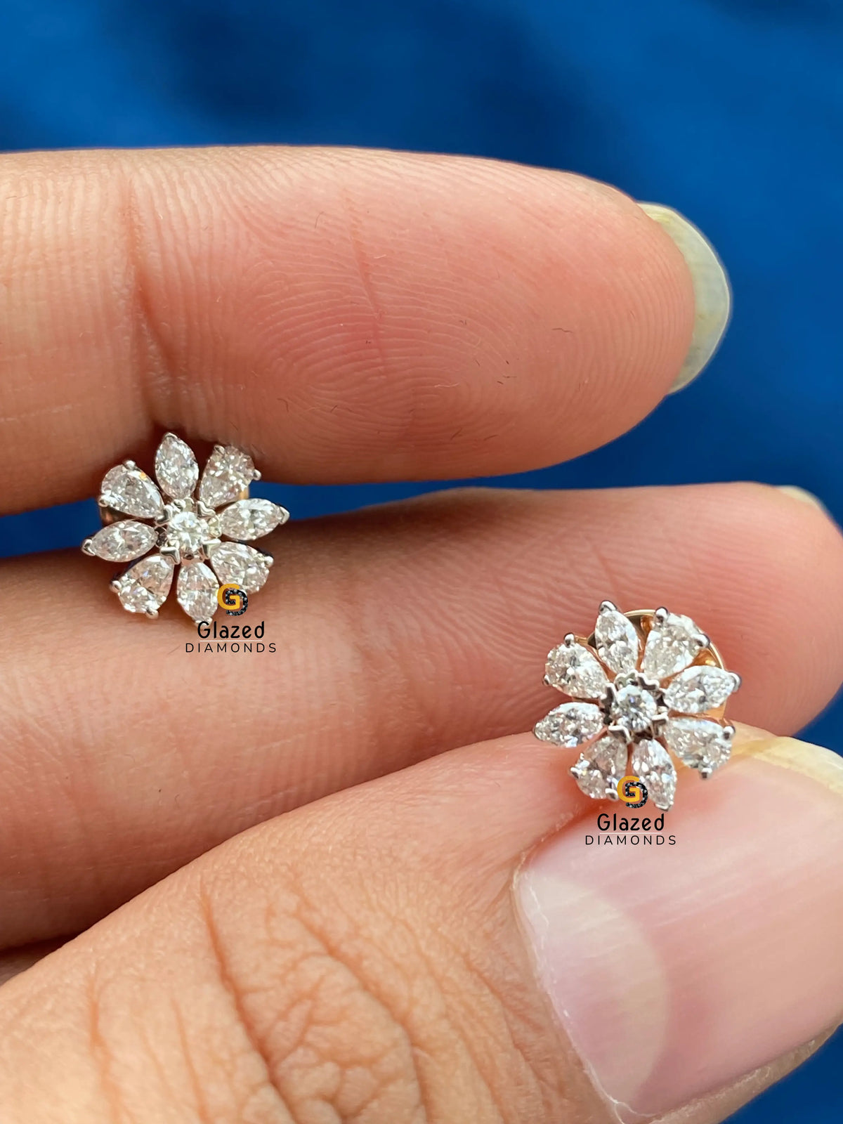 14K Solid Gold Moissanite Marquise_ Round Cut Wedding Earrings For Men