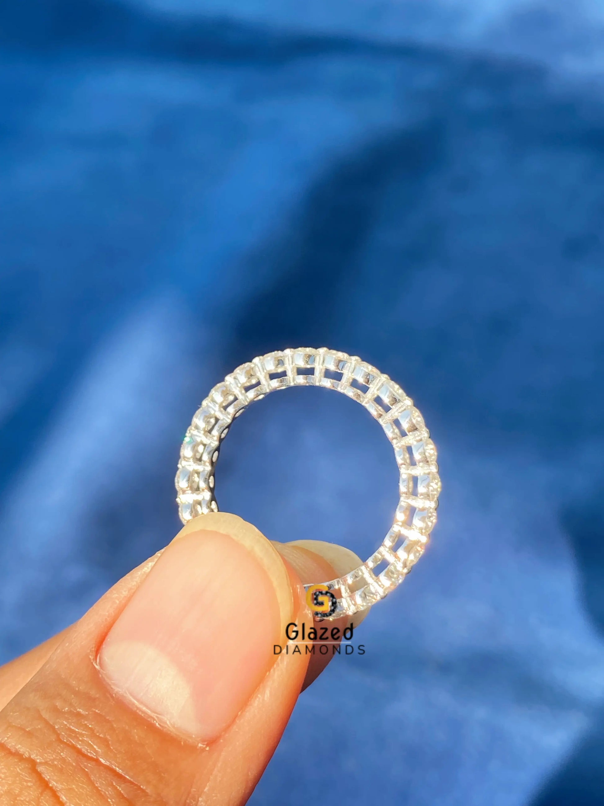 14K Solid Gold Moissanite Wedding Bubble Band