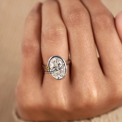 14K Solid Gold Oval Bezel Set Solitaire Ring