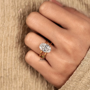 14K Solid Gold Oval Single Enhancer Diamond Wedding Ring