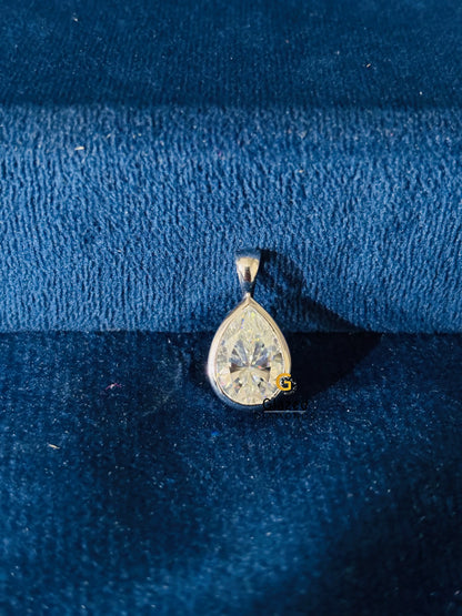 14K Solid Gold Pear Cut Charm Pendant For Her