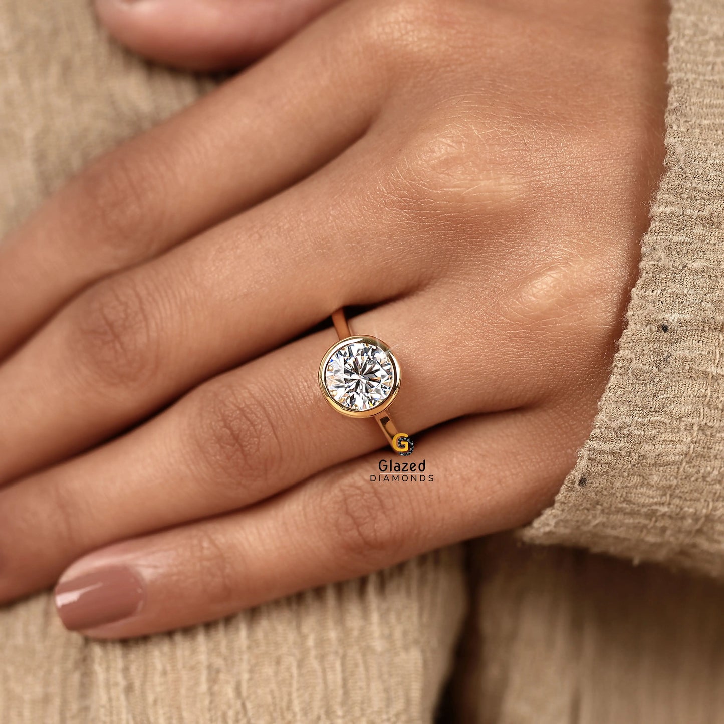 14K Solid Gold Round Cut Wedding Ring