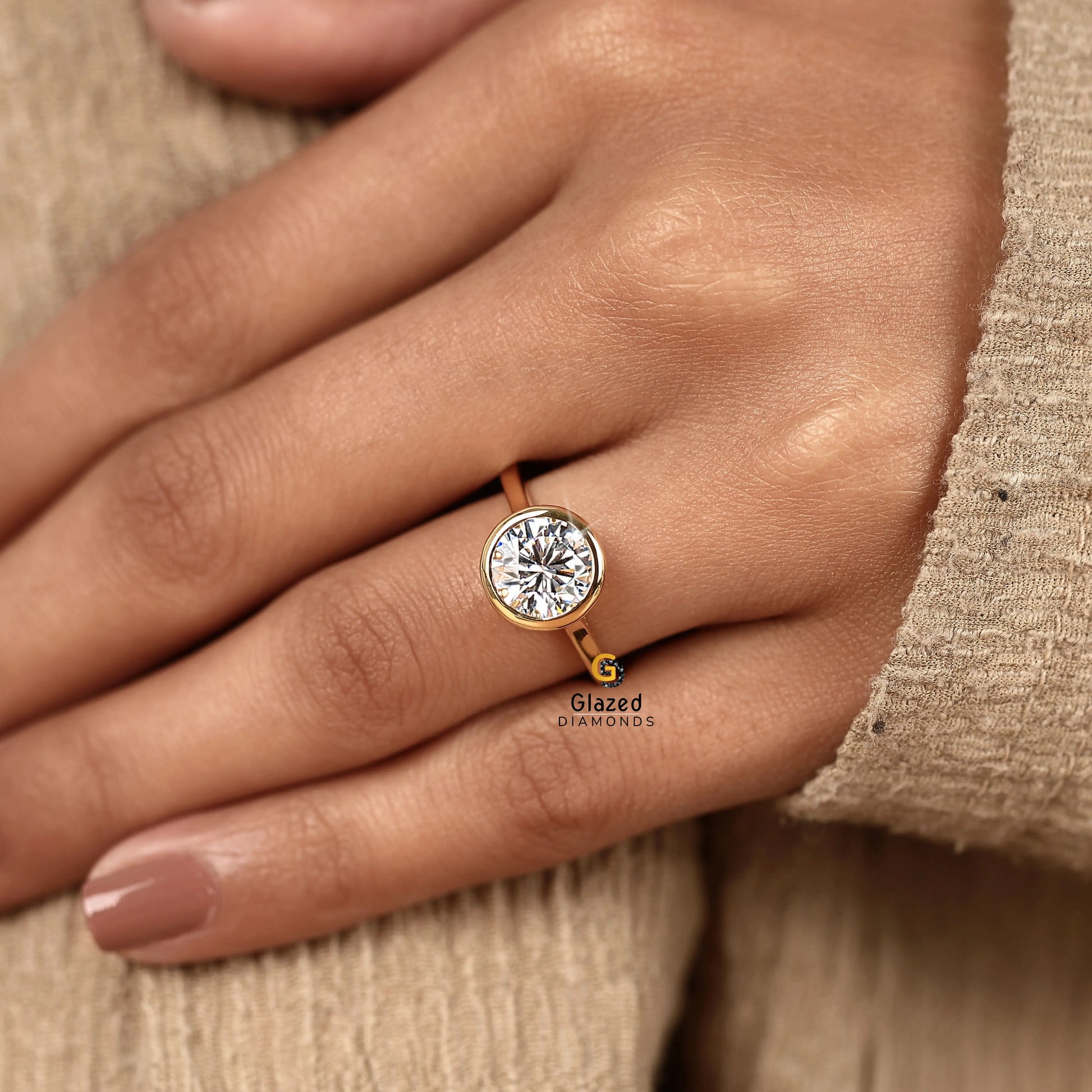 14K Solid Gold Round Cut Wedding Ring