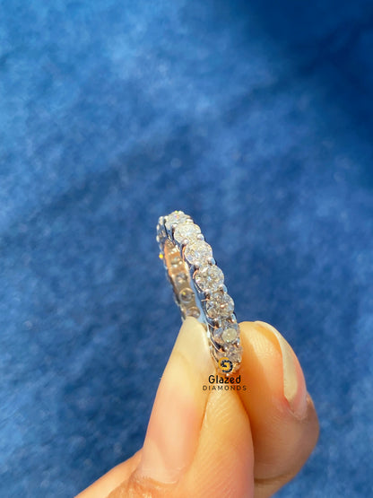 14K Solid Gold Round Moissanite Full Eternity Wedding Band For Women