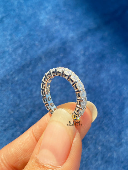 14K Solid Gold Round Moissanite Full eternity Wedding Band