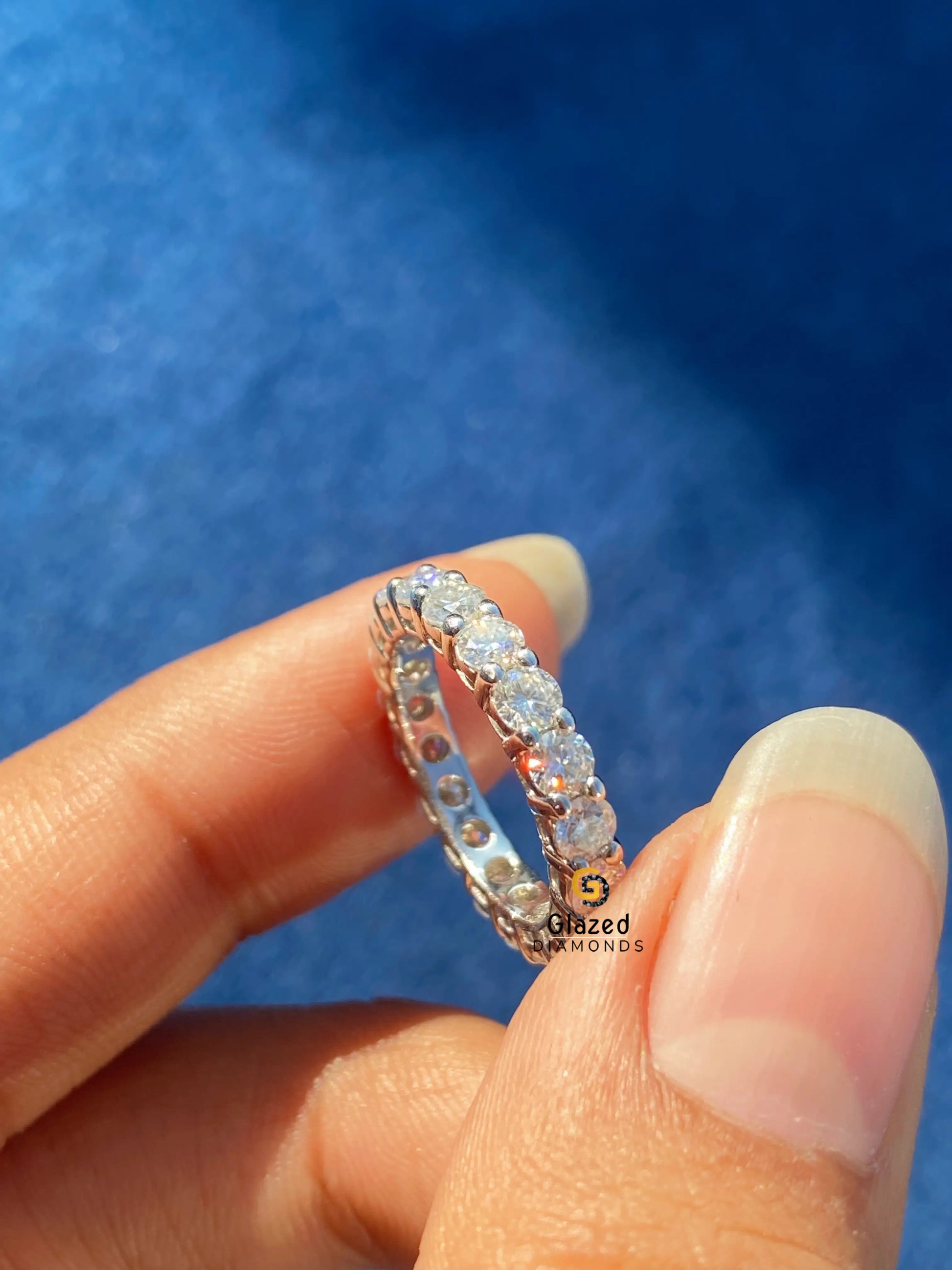14K Solid Gold Round Pave Band