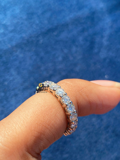 14K Solid Gold Round Pave Band For Women