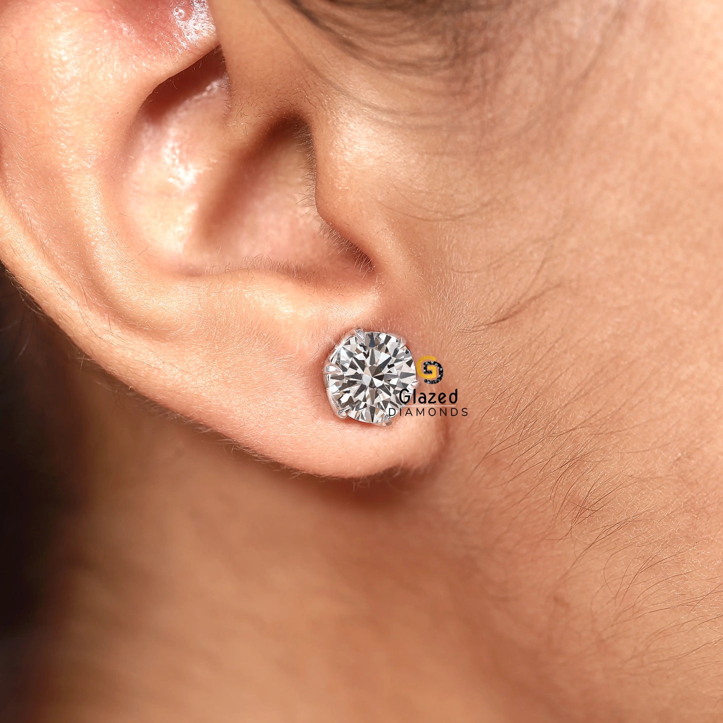 14K Solid Gold Round Stud Earrings For Women