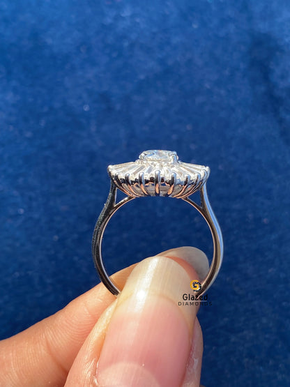 14K Solid Gold Star Burst Wedding Ring