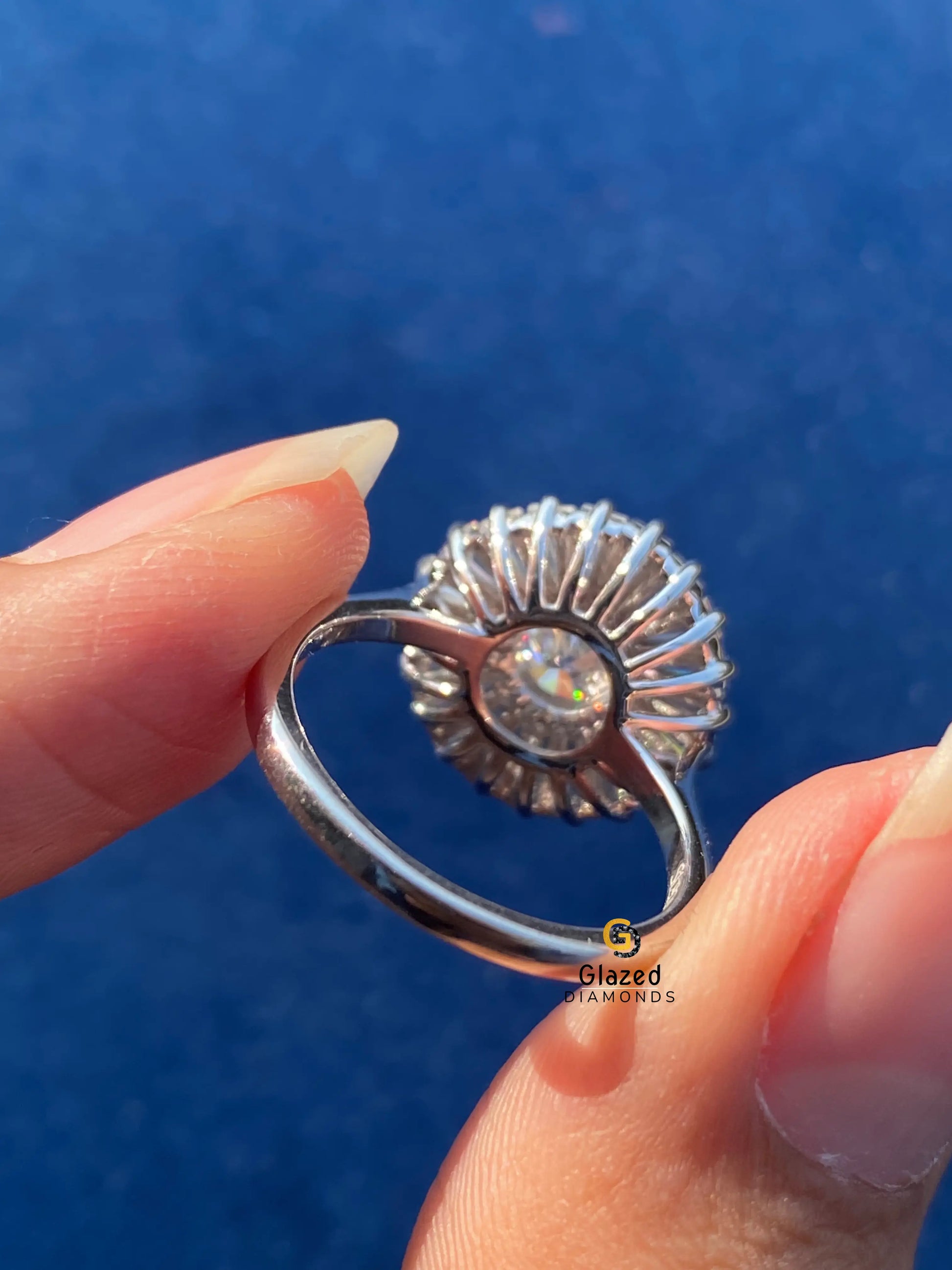 14K Solid Gold Star Burst Wedding Ring For Women