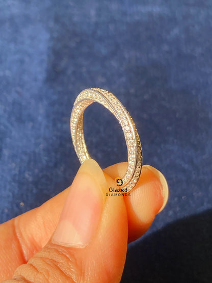 14K Solid Gold Twisted Infinity Moissanite Wedding Band For Her