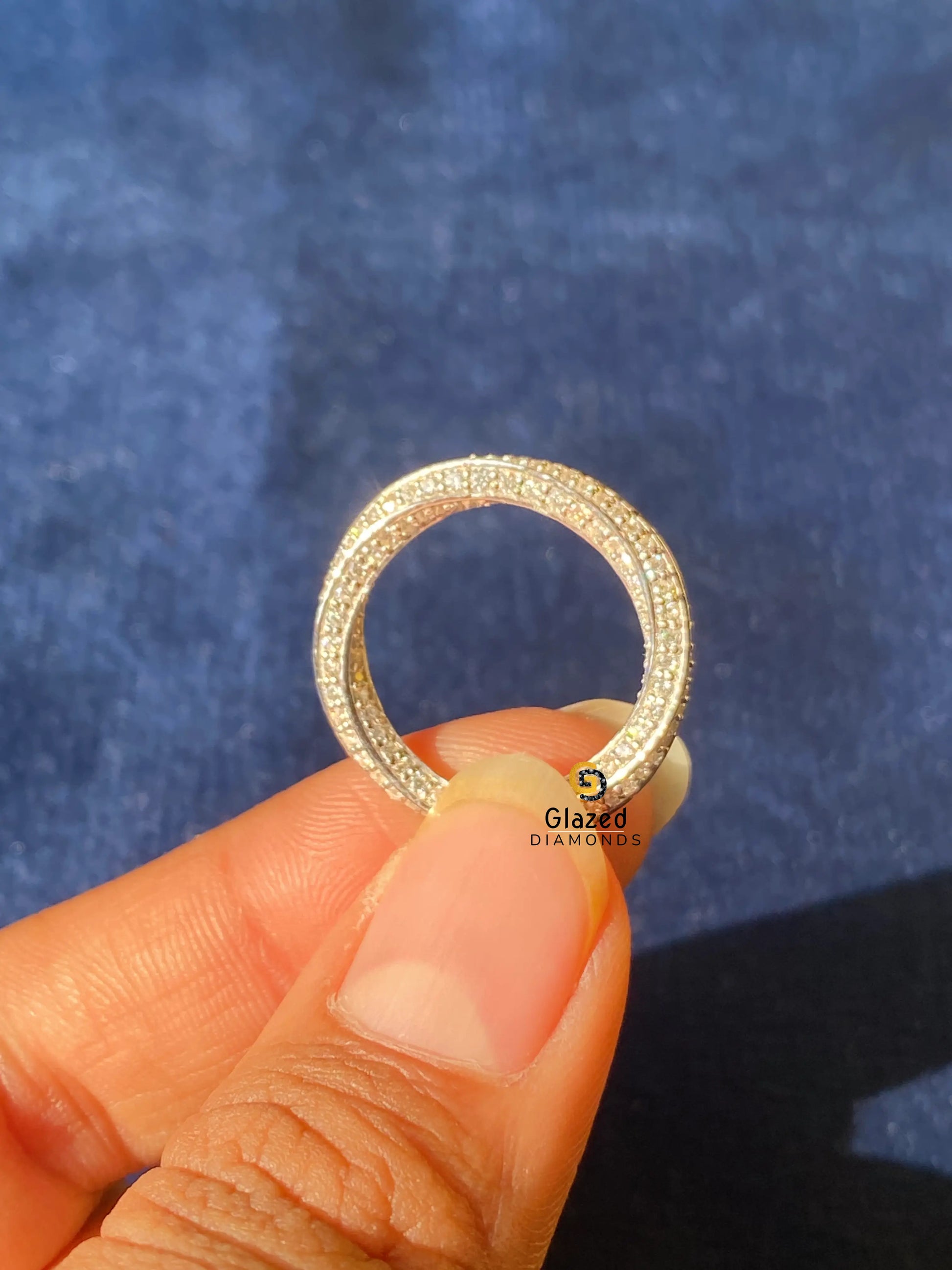 14K Solid Gold Twisted Infinity Moissanite Wedding Band For Women
