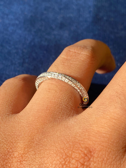 14K Solid Gold Twisted Moissanite Wedding Band