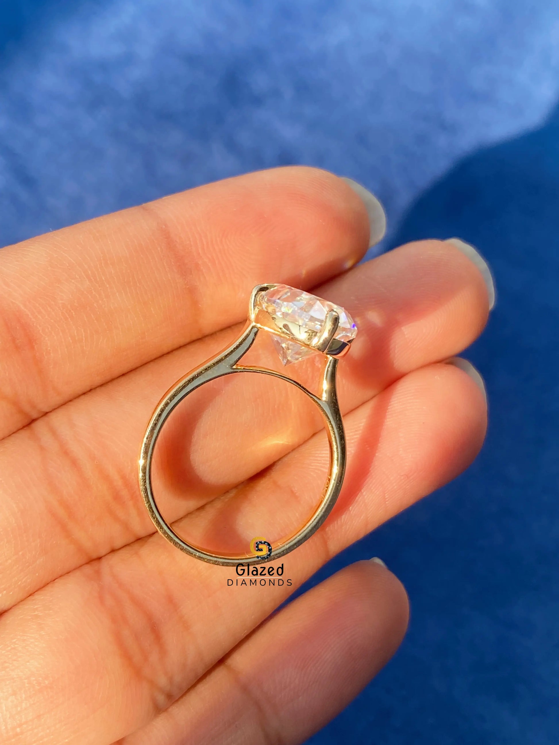 14K Solid Gold Wedding Oval Diamond Ring