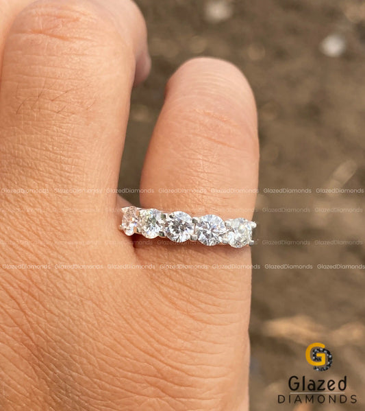 14K White Gold 5 Stone Ring