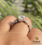 14K White Gold Cushion Dot Ring