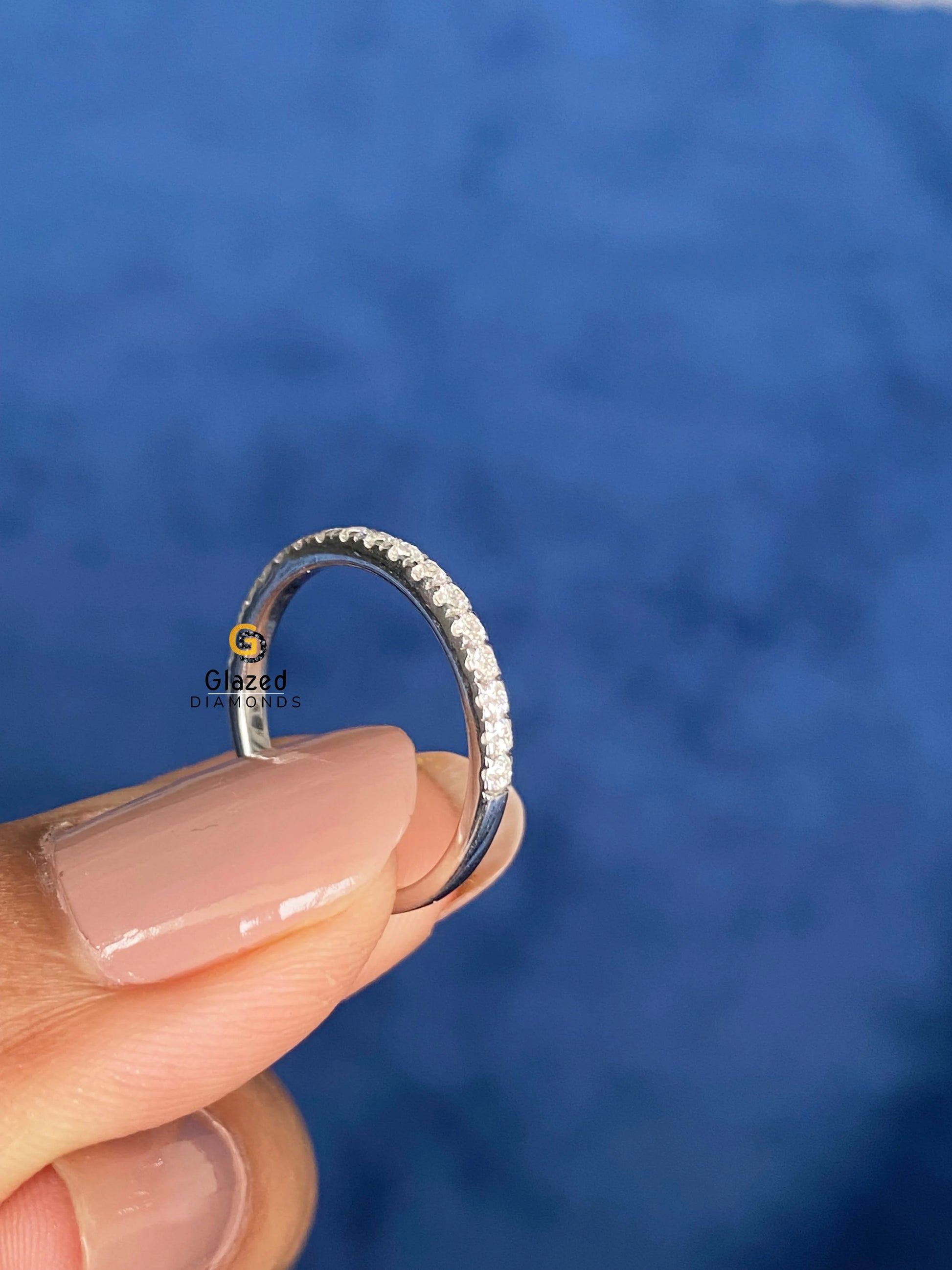 14K White Gold Half Eeternity Wedding Band