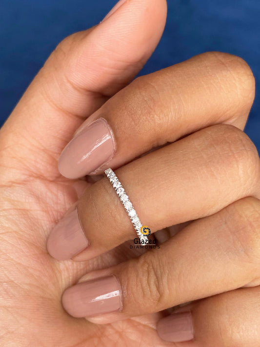 14K White Gold Half Eeternity Wedding Band For Women