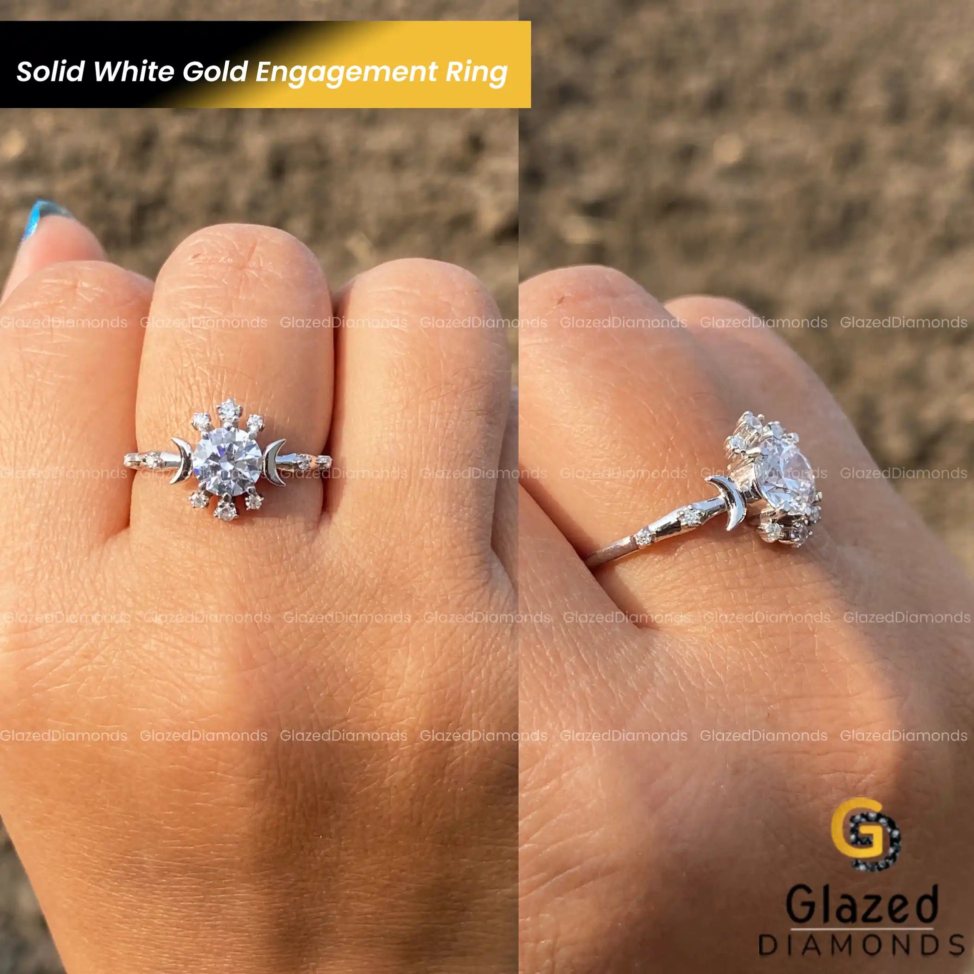 14K White Gold Star Diamond Ring
