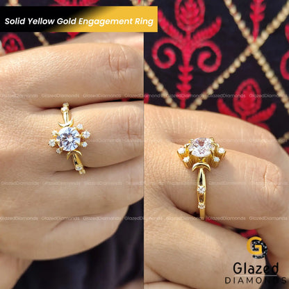 14K Yellow Gold Star Engagement Ring