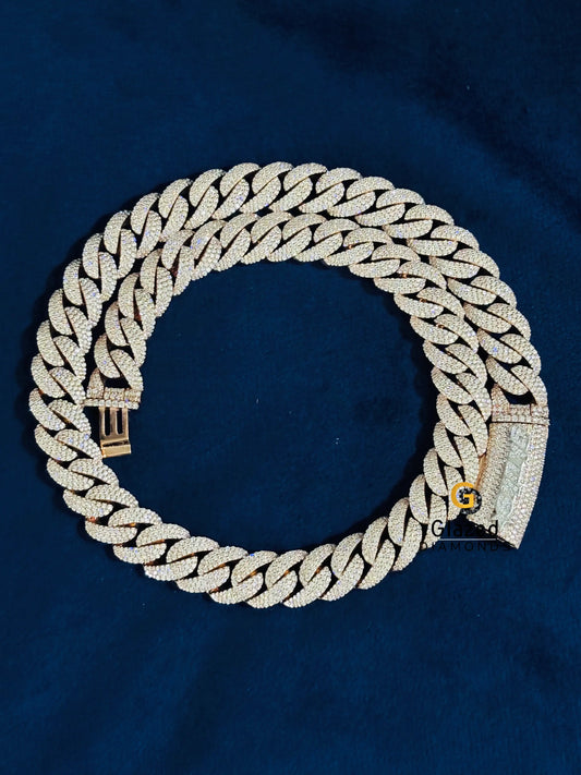 14MM Cuban Link Custom Name Clasp Chain In 925 Silver