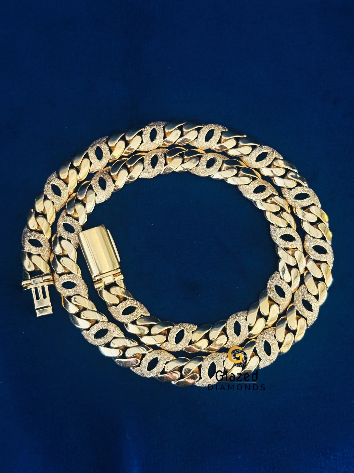 14MM Yellow Gold Plated Dust Cuban Chain
