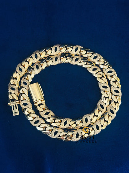 14MM Yellow Gold Plated Dust Cuban Chain