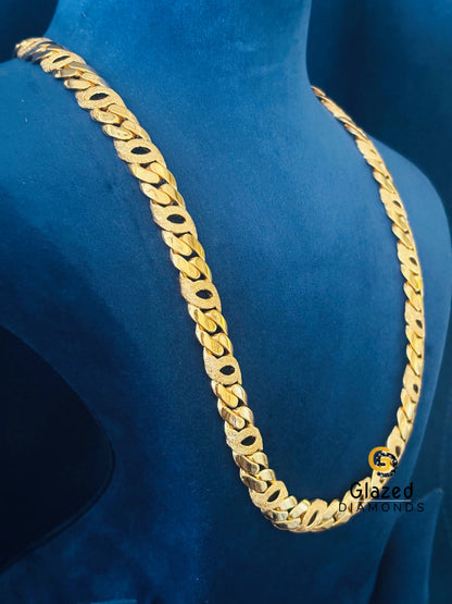 14MM Yellow Gold Plated Dust Cuban Chain For Men